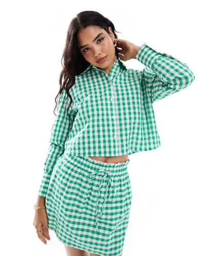 Chemise d'ensemble courte effet lin à carreaux vichy - Asos Design - Modalova