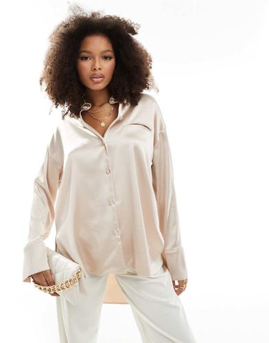 Chemise en satin style pyjama - Champagne - Asos Design - Modalova