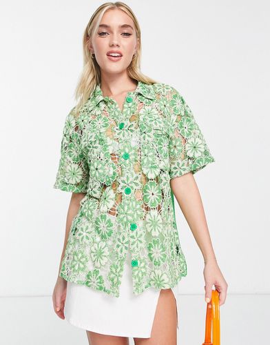 Chemise manches courtes en crochet à fleurs - Asos Design - Modalova