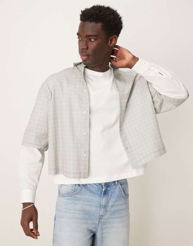 Chemise oversize courte à carreaux avec manches double épaisseur - Asos Design - Modalova