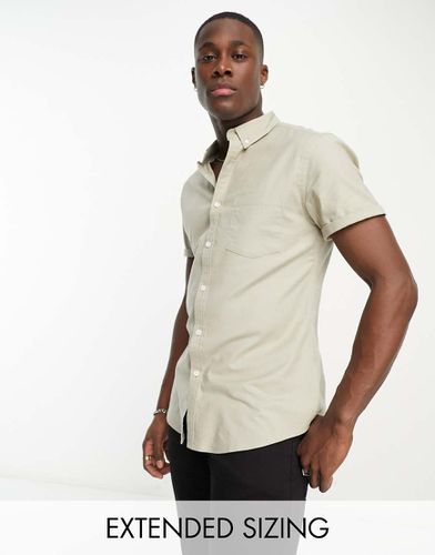 Chemise Oxford ajustée - Taupe - Asos Design - Modalova