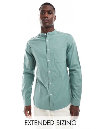 Chemise Oxford ajustée à col grand-père - sauge - Asos Design - Modalova