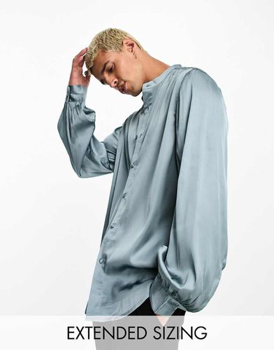 Chemise satinée à manches blousantes et col grand-père - Asos Design - Modalova