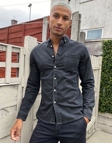 Chemise stretch ajustée en jean - Noir délavé - Asos Design - Modalova