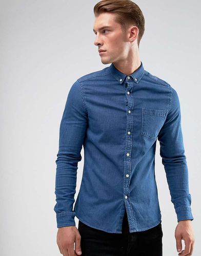 Chemise stretch cintrée en jean à délavage moyen - Asos Design - Modalova