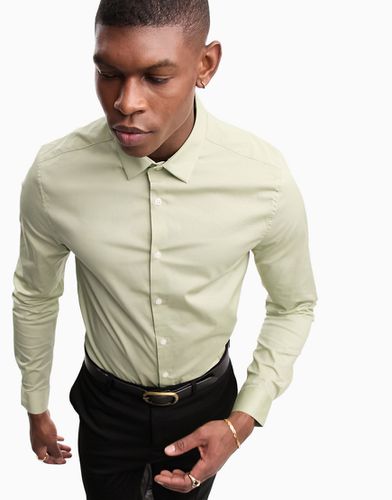 Chemise stretch coupe skinny - sauge - Asos Design - Modalova