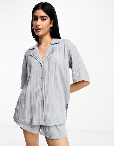 Chemise style bowling d'ensemble en gaze - Gris - Asos Design - Modalova