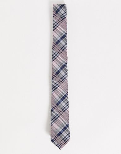 Cravate fine à carreaux - Bleu marine et rose - Asos Design - Modalova