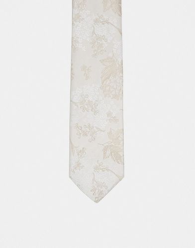 Cravate fine à motif fleuri - Crème - Asos Design - Modalova