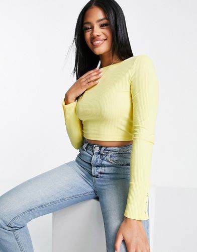 Crop top avec manches longues et poignets à boutons-pression - citron - Asos Design - Modalova