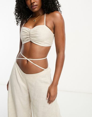 Crop top de plage d'ensemble aspect lin - Naturel - Asos Design - Modalova