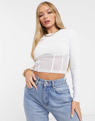 Crop top manches longues avec détail façon corset en tulle - Asos Design - Modalova