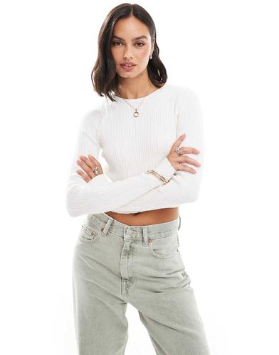 Crop top ras de cou en maille à manches longues - Asos Design - Modalova