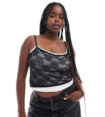 ASOS DESIGN Curve - Caraco en dentelle avec double épaisseur contrastante - Noir et blanc - Asos Curve - Modalova