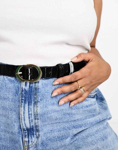 ASOS DESIGN Curve - Ceinture taille et hanches effet croco avec double cercle - Asos Curve - Modalova