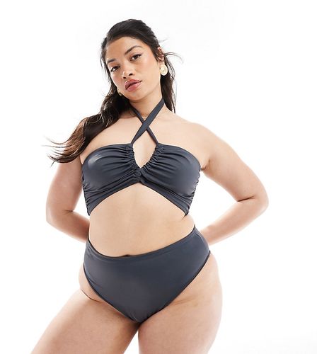 Curve - Ashley - Bas de bikini échancré à taille haute - ardoise - Asos Design - Modalova