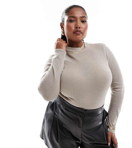 ASOS DESIGN Curve - Body en maille ample et col montant - Taupe - Asos Curve - Modalova