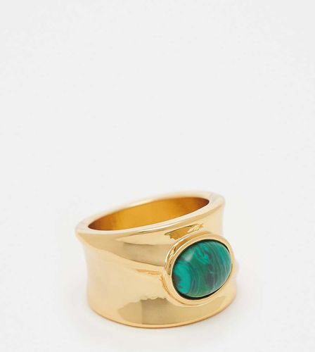 ASOS DESIGN Curve - Bague en plaqué or 14 carats avec malachite - Asos Curve - Modalova