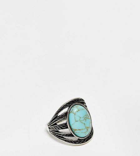 ASOS DESIGN Curve - Bague large avec pierre turquoise fantaisie - Argent poli - Asos Curve - Modalova