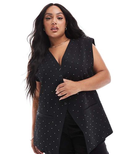 ASOS DESIGN Curve - Gilet de tailleur à strass thermocollés avec épaules marquées - Asos Curve - Modalova