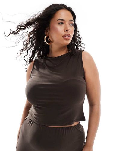 ASOS DESIGN Curve - Débardeur près du corps d'ensemble - Chocolat - Asos Curve - Modalova