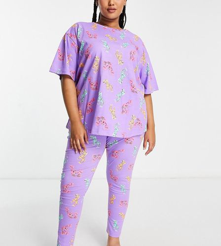 ASOS DESIGN Curve - Ensemble de pyjama à imprimé homards et dinosaures avec legging et t-shirt oversize - Asos Curve - Modalova