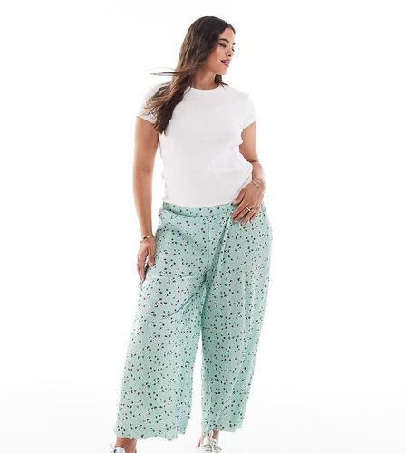 ASOS DESIGN Curve - Jupe-culotte ample et plissée à petites fleurs - Vert - Asos Curve - Modalova