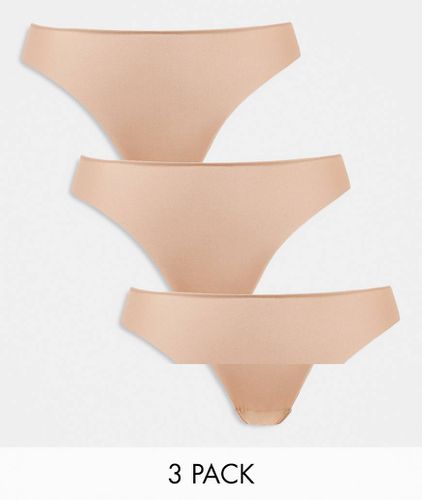 Curve - Lot de 3 strings anti-démarcations avec dentelle - Beige - Asos Design - Modalova