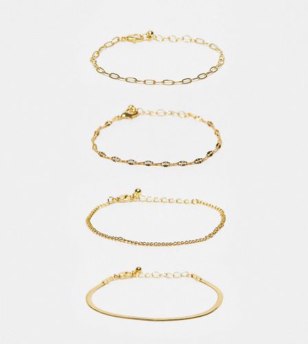 ASOS DESIGN Curve - Lot de 4 bracelets à maillons variés en plaqué or 14 carats - Asos Curve - Modalova