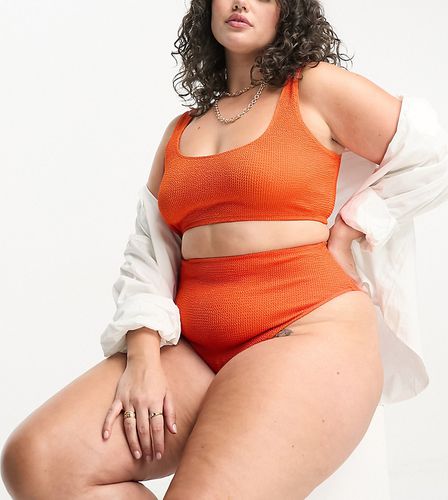 ASOS DESIGN Curve - Mix & Match - Haut de bikini effet froissé style crop top - foncé - Asos Curve - Modalova