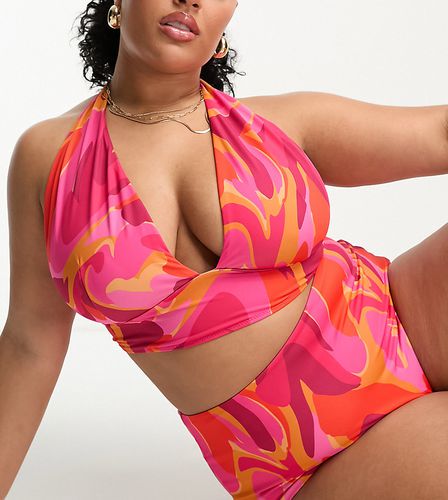 Curve - Mix and Match - Bas de bikini à taille haute et imprimé tourbillon abstrait - Asos Design - Modalova
