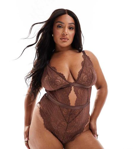 ASOS DESIGN Curve - Sienna - Body doux en dentelle - Chocolat - Asos Curve - Modalova