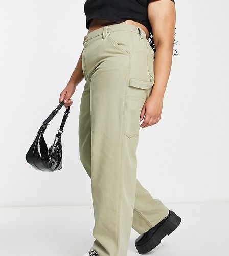 ASOS DESIGN Curve - Pantalon cargo minimaliste à coutures contrastantes - Kaki - Asos Curve - Modalova
