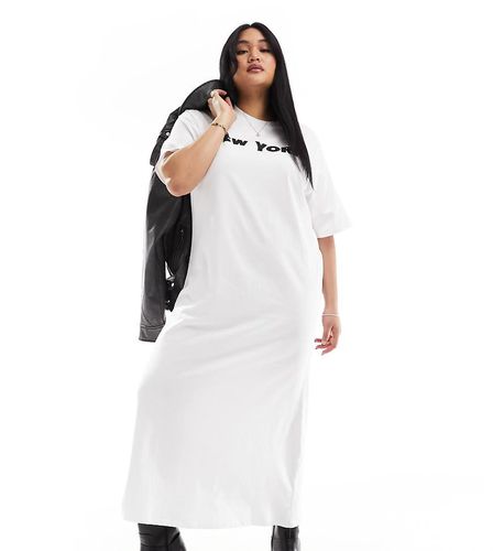 ASOS DESIGN Curve - Robe t-shirt oversize longueur mollet à inscription - Asos Curve - Modalova