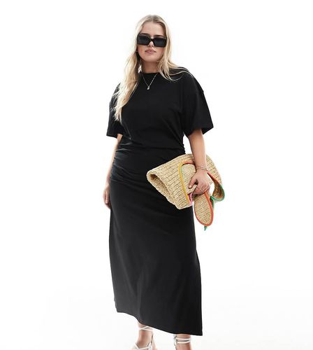 ASOS DESIGN Curve - Robe t-shirt longueur mollet à col ras de cou et fronces latérales - Asos Curve - Modalova