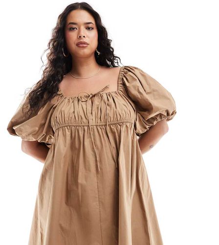 ASOS DESIGN Curve - Robe babydoll courte à manches bouffantes - Œil-de-tigre - Asos Curve - Modalova