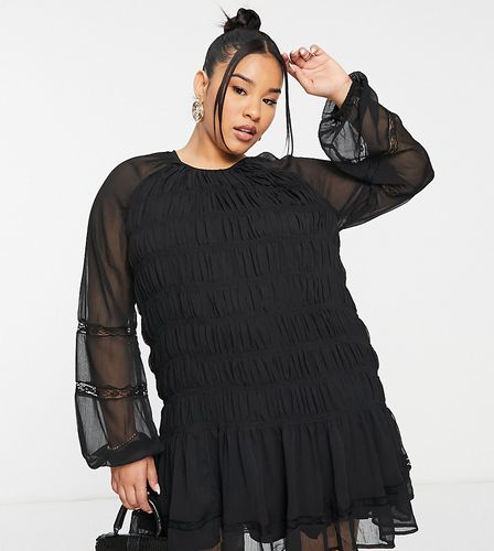 ASOS DESIGN Curve - Robe babydoll courte froncée à empiècement dentelle - Asos Curve - Modalova