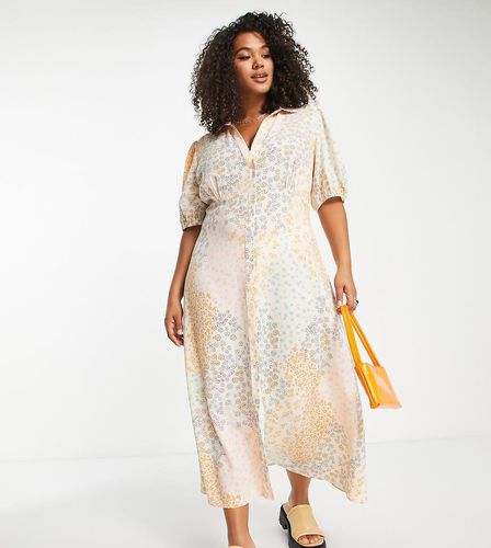 ASOS DESIGN Curve - Robe chemise mi-longue avec boutons sur le devant - Imprimé fleurs variées - Asos Curve - Modalova