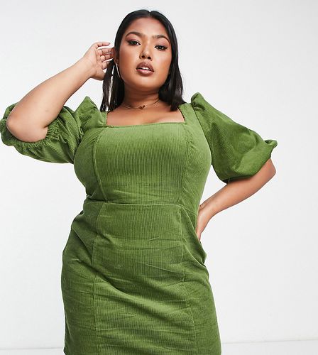 ASOS DESIGN Curve - Robe courte corset en velours côtelé - Kaki - Asos Curve - Modalova