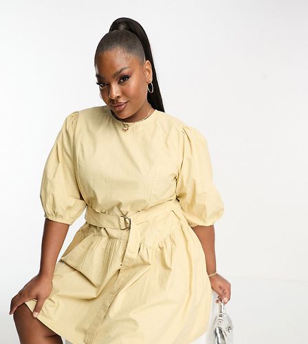 ASOS DESIGN Curve - Robe courte en coton à taille basse et anneau en D - Camel - Asos Curve - Modalova