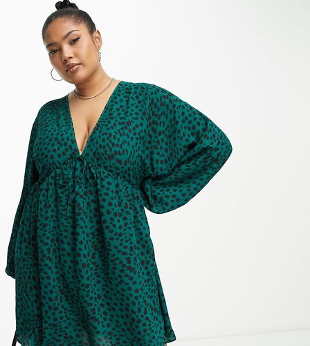 ASOS DESIGN Curve - Robe courte fluide à enfiler à imprimé animal - Vert - Asos Curve - Modalova