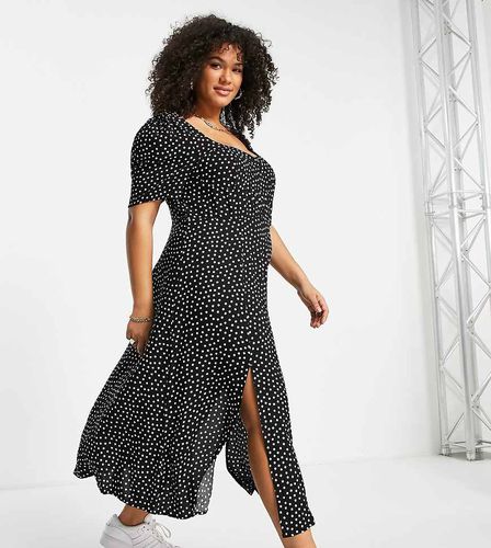 ASOS DESIGN Curve - Robe longue fendue avec bonnets préformés et motif à pois - Asos Curve - Modalova