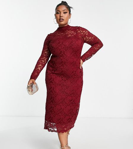 ASOS DESIGN Curve - Robe mi-longue en dentelle - Lie-de-vin - Asos Curve - Modalova