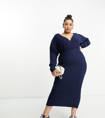 ASOS DESIGN Curve - Robe portefeuille mi-longue en tissu côtelé ultra doux avec manches longues - Asos Curve - Modalova