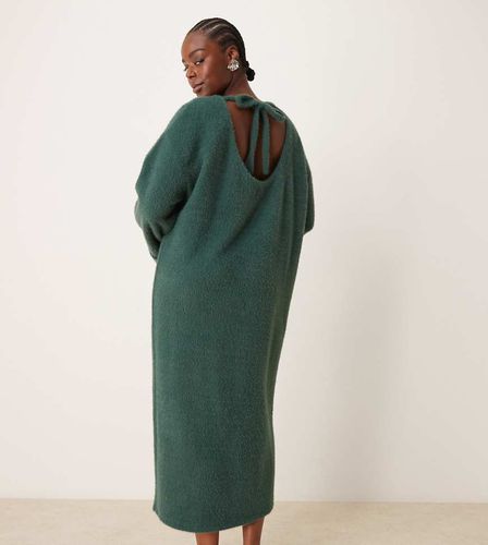 ASOS DESIGN Curve - Robe pull longueur mollet coupe ample en tissu duveteux ultra doux - Vert - Asos Curve - Modalova