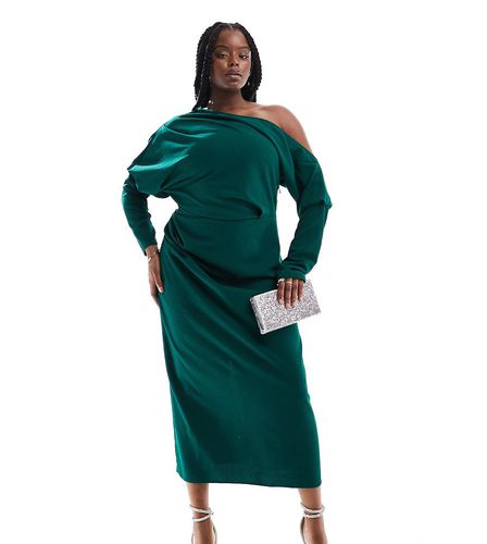 ASOS DESIGN Curve - Robe souple mi-longue à épaule tombante - forêt - Asos Curve - Modalova