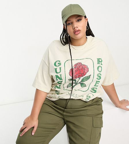 ASOS DESIGN Curve - T-shirt oversize à motif Guns N'Roses officiel - Taupe - Asos Curve - Modalova