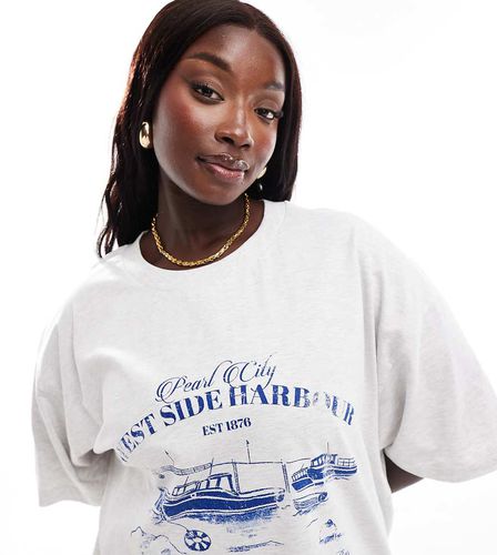 ASOS DESIGN Curve - T-shirt oversize à imprimé Harbour et bateau - Asos Curve - Modalova