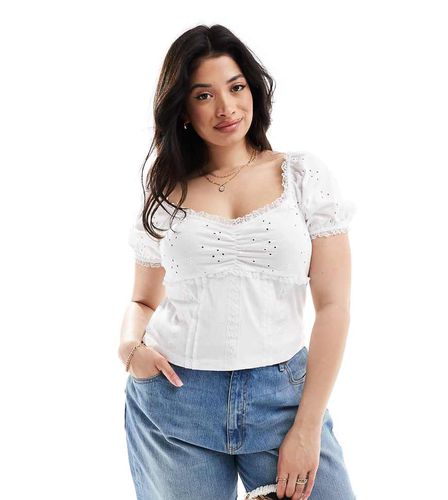 ASOS DESIGN Curve - Top tendance folk en broderie anglaise et manches bouffantes - Asos Curve - Modalova