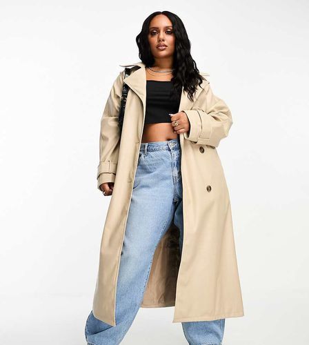 ASOS DESIGN Curve - Trench-coat en similicuir - Taupe - Asos Curve - Modalova